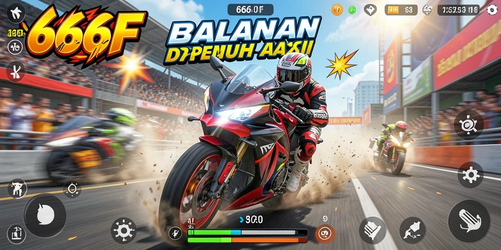 Gameplay seru dengan balapan motor yang menegangkan.