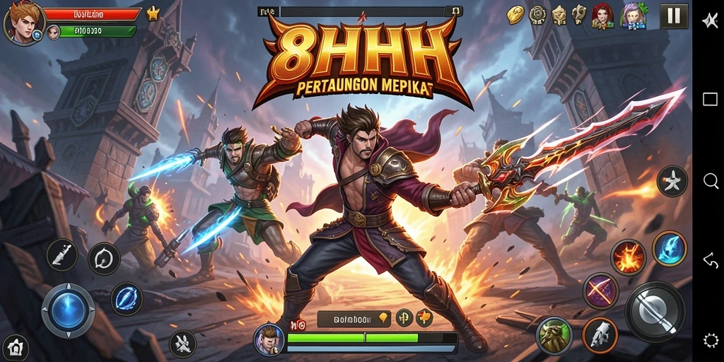 Screenshot permainan 8HHH dengan aksi pertarungan yang seru.