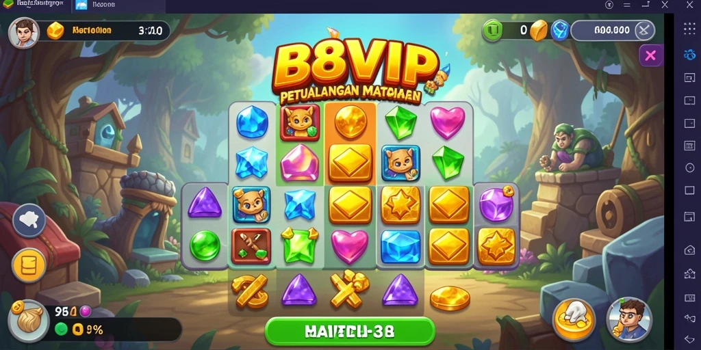 Tangkapan layar B8VIP menampilkan gameplay seru permainan Match-3.