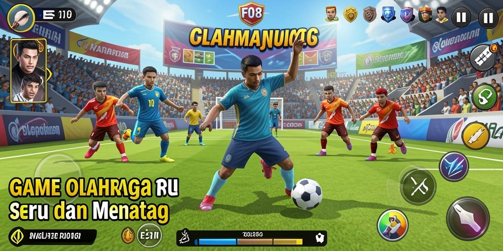 Screenshot F08 menampilkan aksi intens dalam permainan olahraga yang seru.
