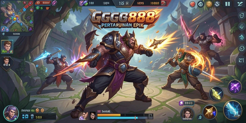 Tampilan gameplay seru dalam arena pertarungan GGG888.