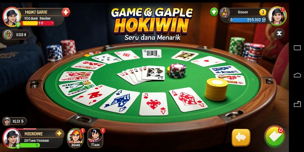 Tampilan seru gameplay HOKIWIN dalam bermain Gaple.