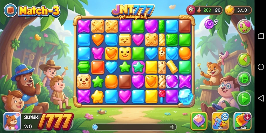 Gameplay seru JNT777 dengan berbagai kombinasi Match-3.