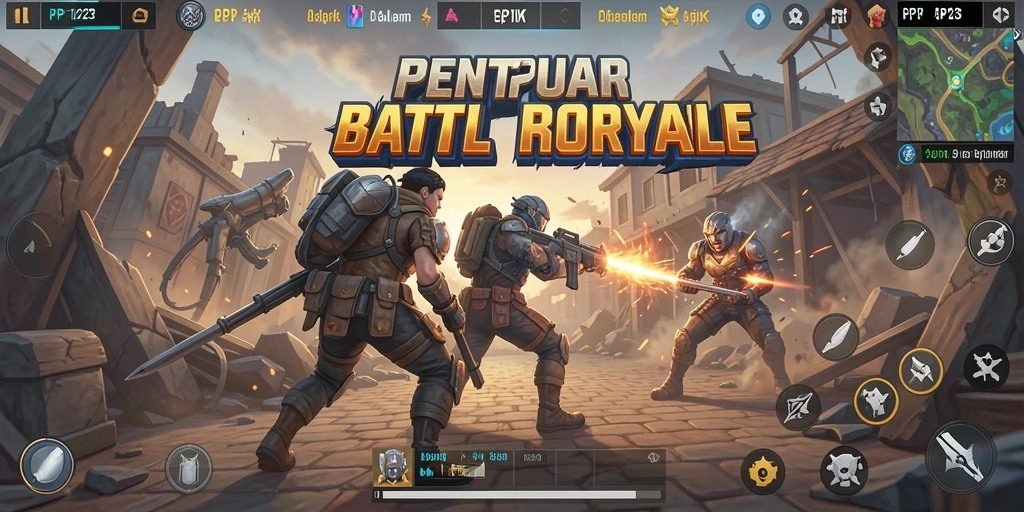Screenshot PP123 menampilkan momen intens pertarungan Battle Royale.