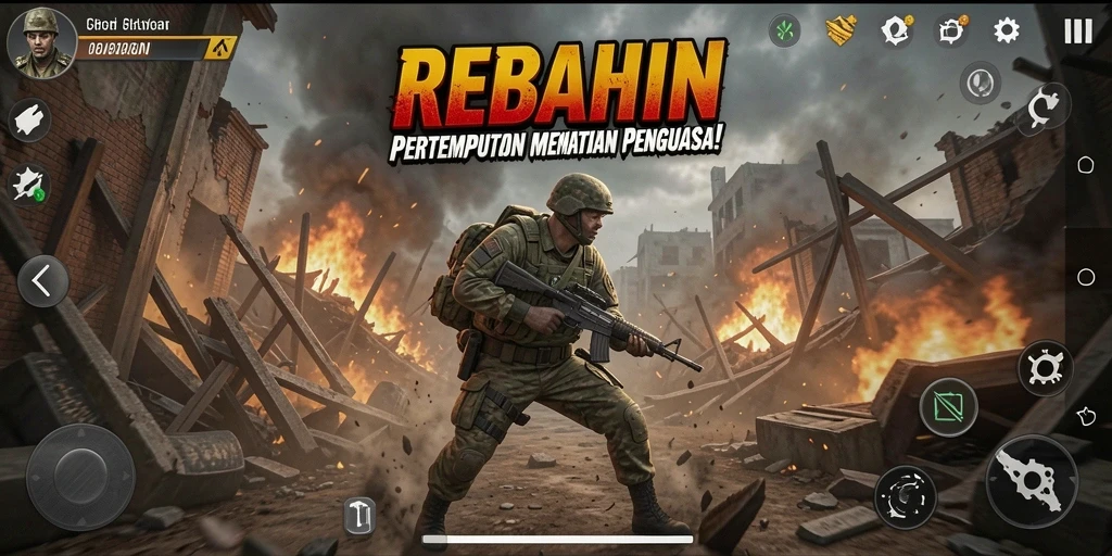 Tangkapan layar dari aksi pertempuran di REBAHIN yang menegangkan.