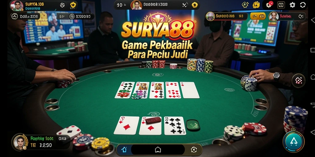 Tangkapan layar utama SURYA88 menunjukkan gameplay poker yang mendebarkan.