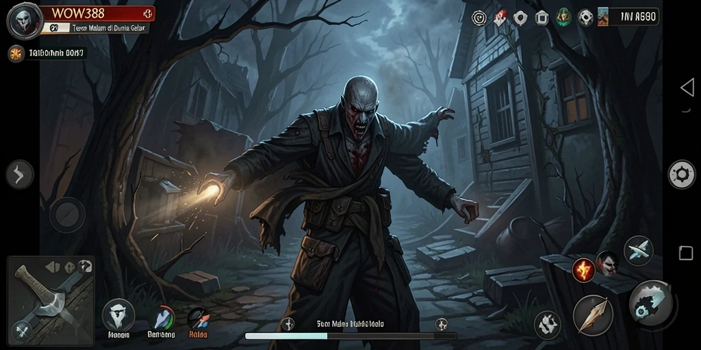 Tangkapan layar WOW388 yang menampilkan suasana horror yang menakutkan.